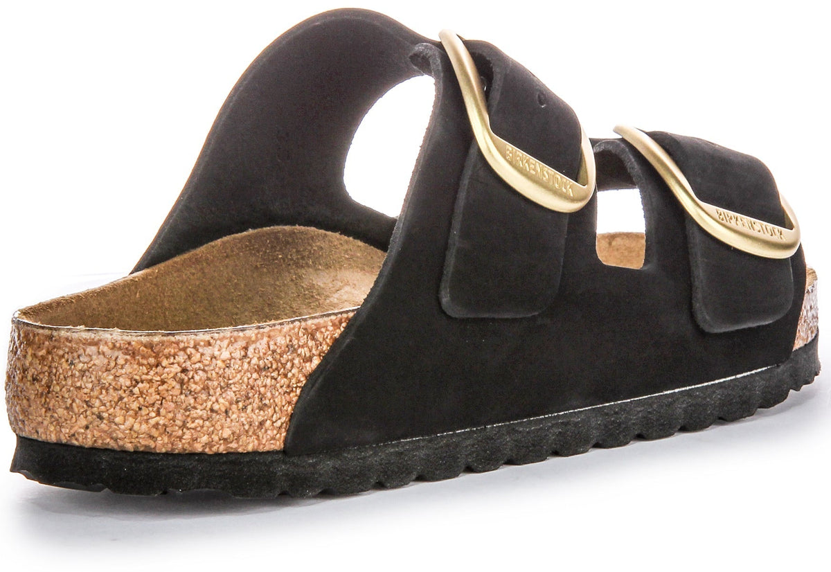 Sandales Birkenstock Arizona | Cuir velours noir - Grande boucle pour femmes