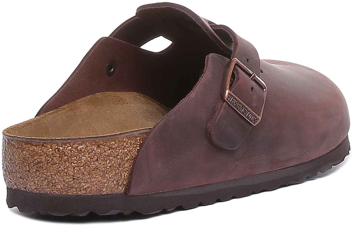 Sabots Birkenstock Boston | En cuir véritable marron foncé pour homme