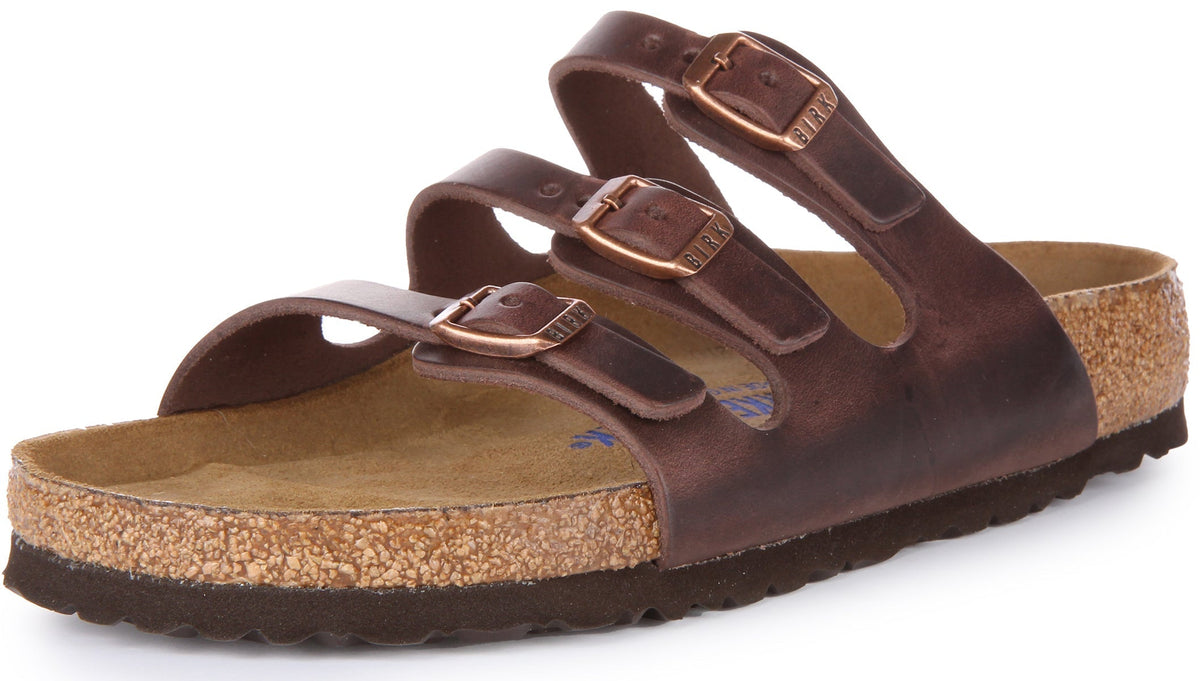Birkenstock Florida-sandaler | Mörkbrunt äkta läder för dam