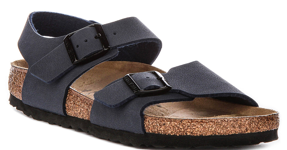 Chaussures Birkenstock New York | Matière extérieure emblématique Birkenstock bleu marine pour enfants - Coupe étroite