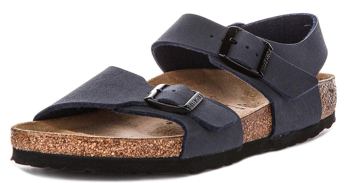 Chaussures Birkenstock New York | Matière extérieure emblématique Birkenstock bleu marine pour enfants - Coupe étroite