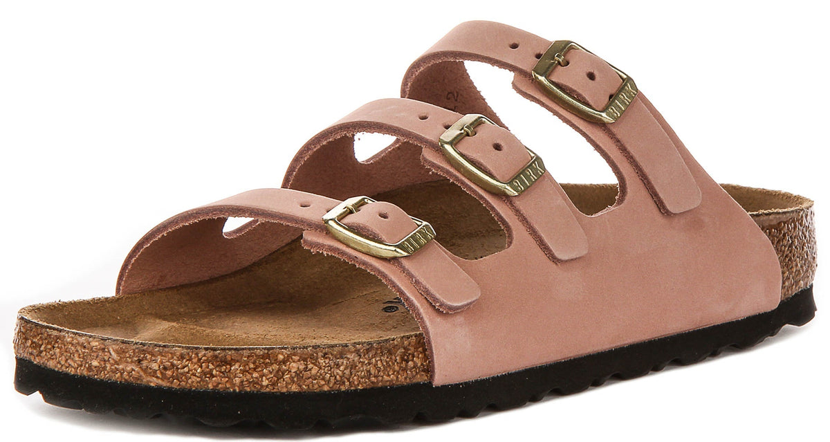 Sandales Birkenstock Florida | Matière extérieure emblématique Birkenstock rose pour femmes - Coupe étroite