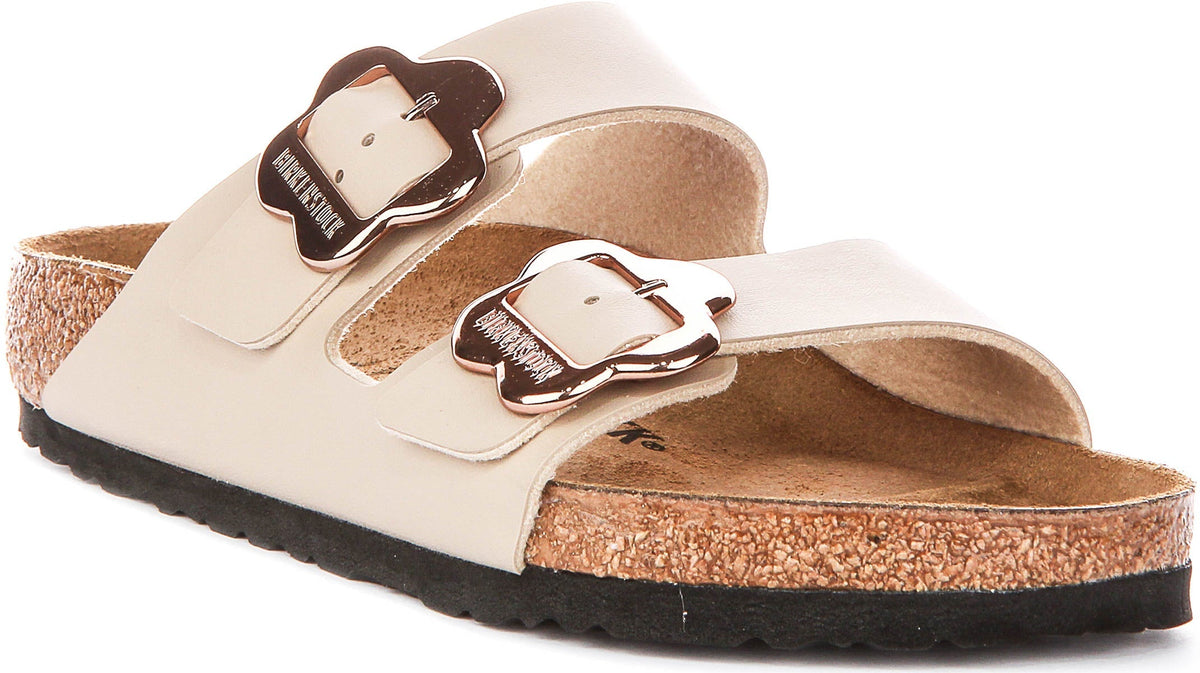 Sandales Birkenstock Arizona | Birko-Flor sable - imprimé floral pour enfants - coupe standard