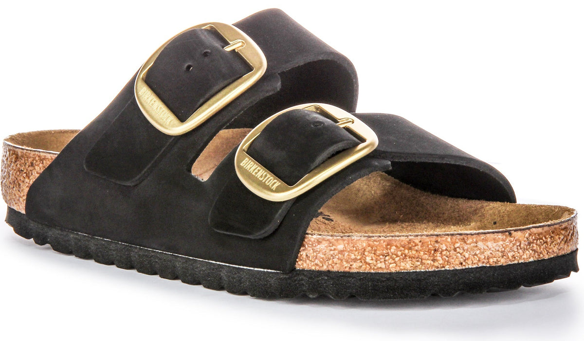 Sandales Birkenstock Arizona | Cuir velours noir - Grande boucle pour femmes