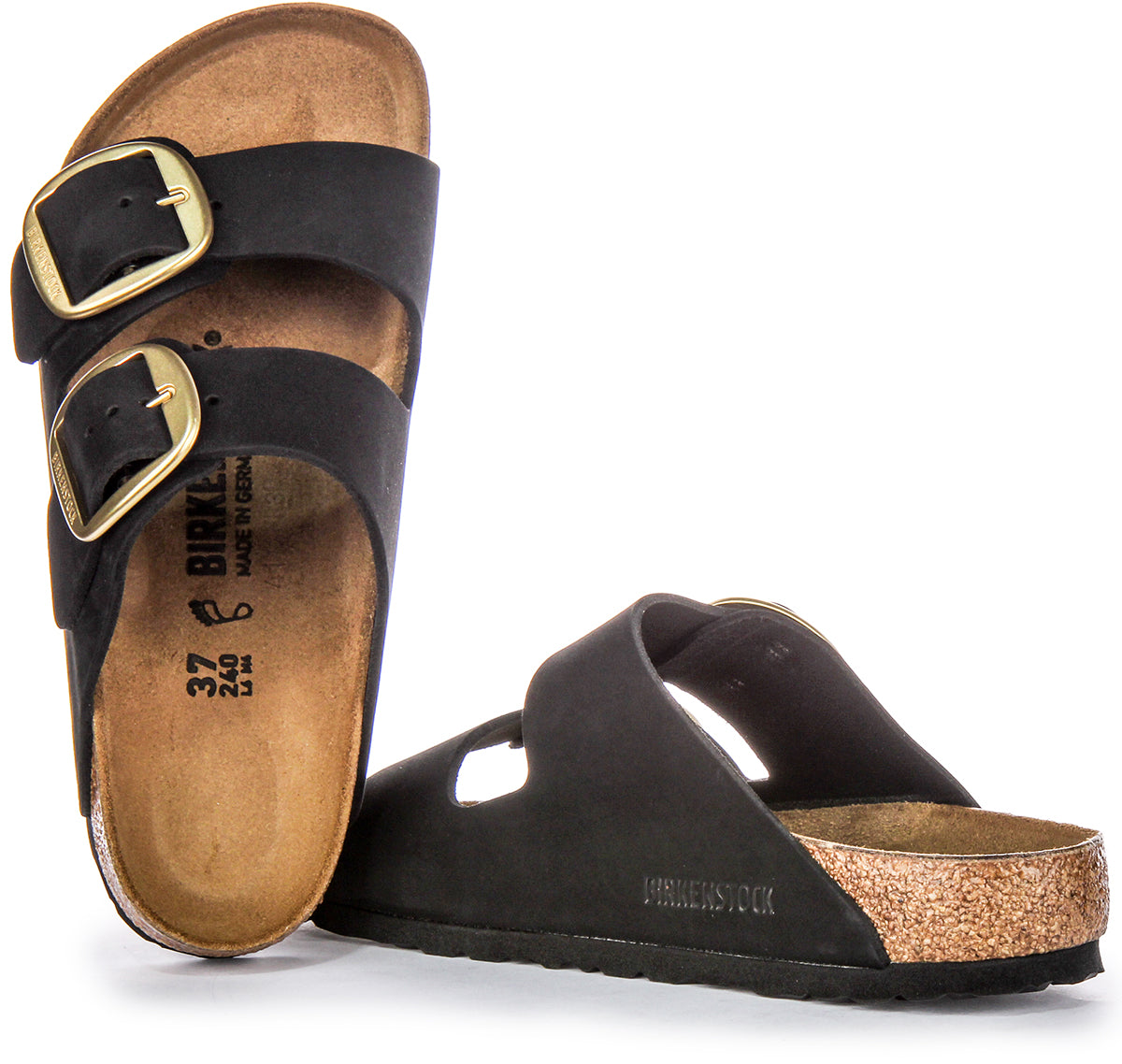 Sandales Birkenstock Arizona | Cuir velours noir - Grande boucle pour femmes