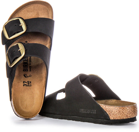 Sandales Birkenstock Arizona | Cuir velours noir - Grande boucle pour femmes
