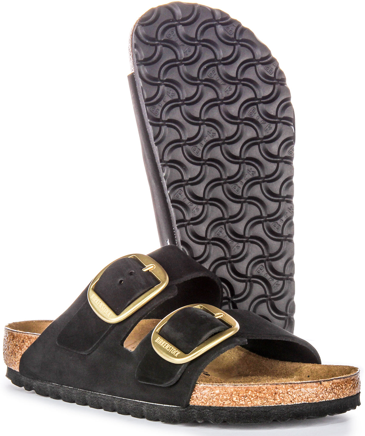Sandales Birkenstock Arizona | Cuir velours noir - Grande boucle pour femmes