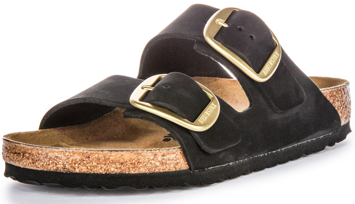 Sandales Birkenstock Arizona | Cuir velours noir - Grande boucle pour femmes