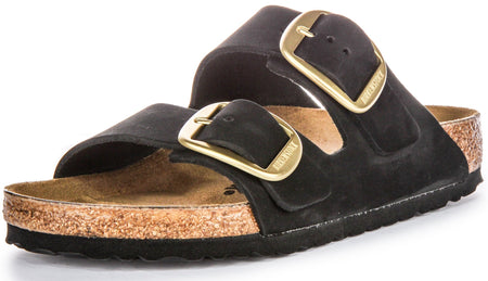 Sandales Birkenstock Arizona | Cuir velours noir - Grande boucle pour femmes