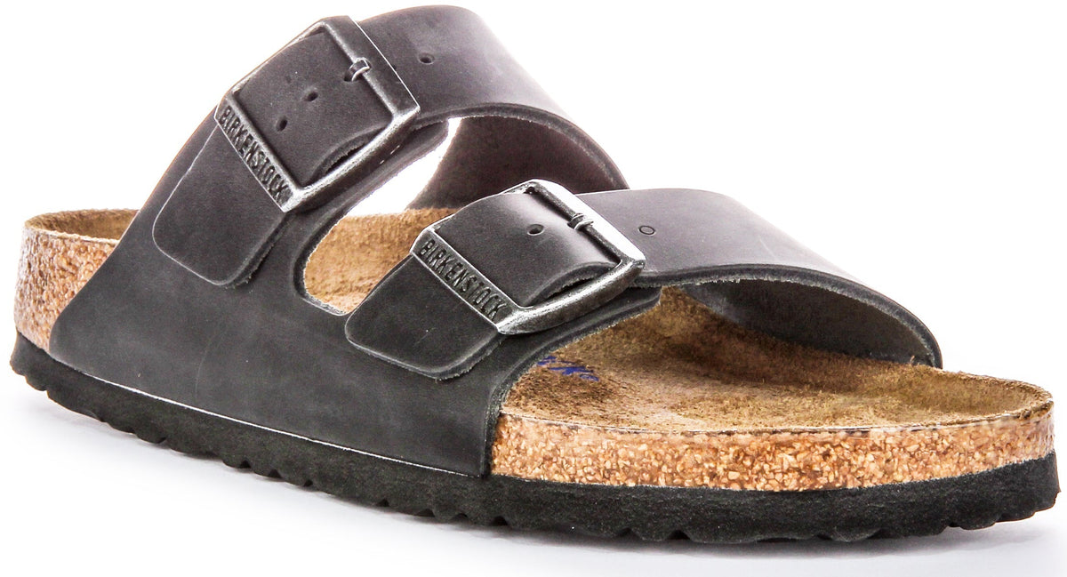 Sandales Birkenstock Arizona | Cuir véritable noir pour femmes