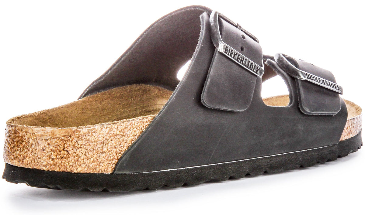 Sandales Birkenstock Arizona | Cuir véritable noir pour femmes