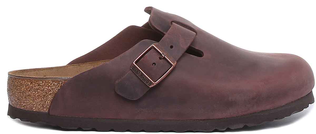 Sabots Birkenstock Boston | En cuir véritable marron foncé pour homme
