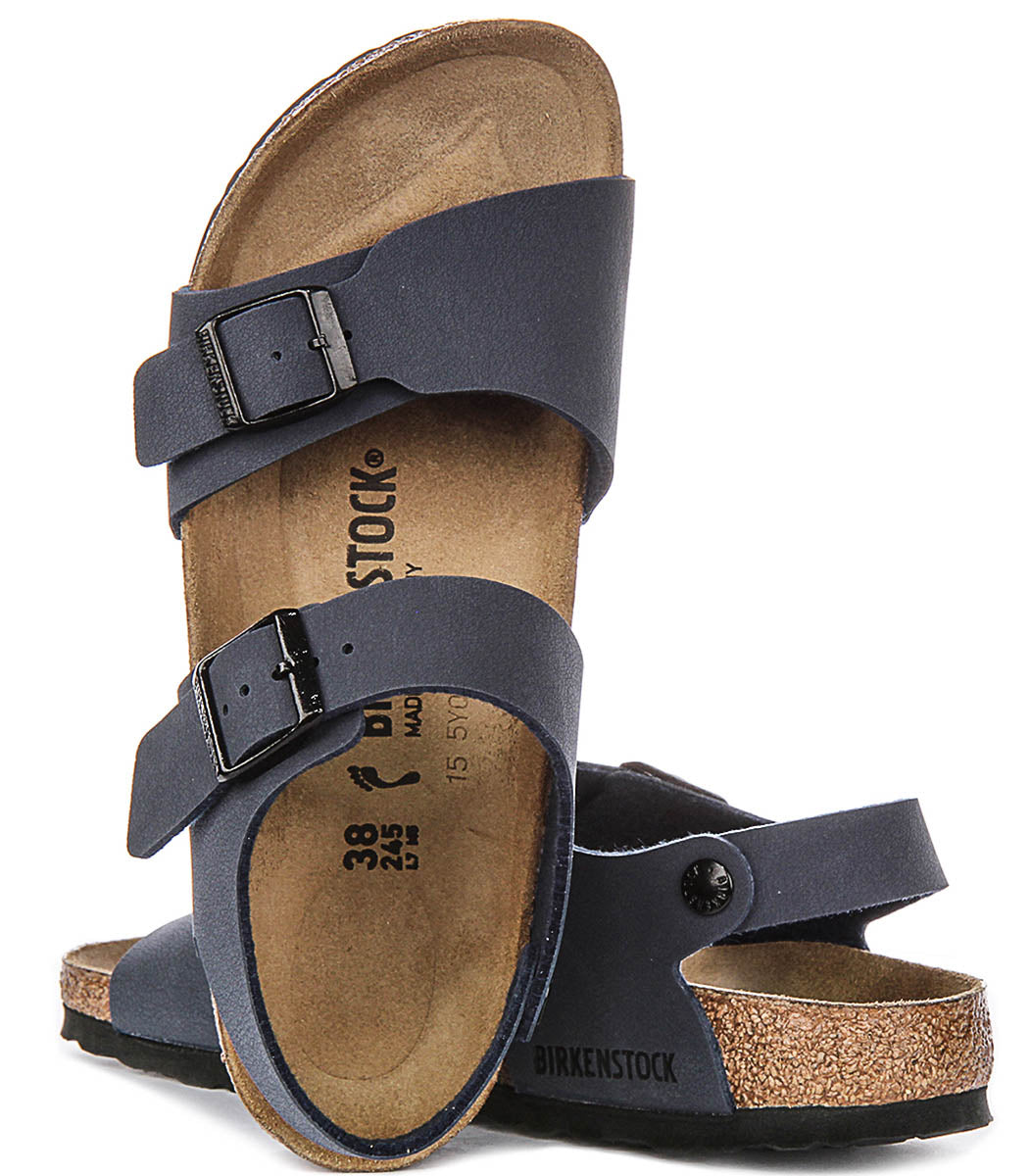 Chaussures Birkenstock New York | Matière extérieure emblématique Birkenstock bleu marine pour enfants - Coupe étroite