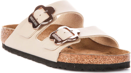 Sandales Birkenstock Arizona | Birko-Flor sable - imprimé floral pour enfants - coupe standard