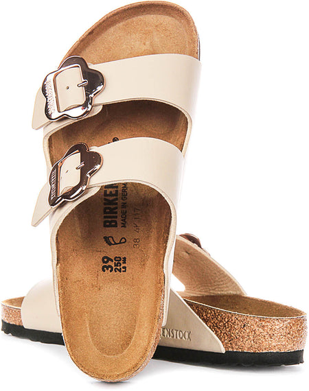 Sandales Birkenstock Arizona | Birko-Flor sable - imprimé floral pour enfants - coupe standard