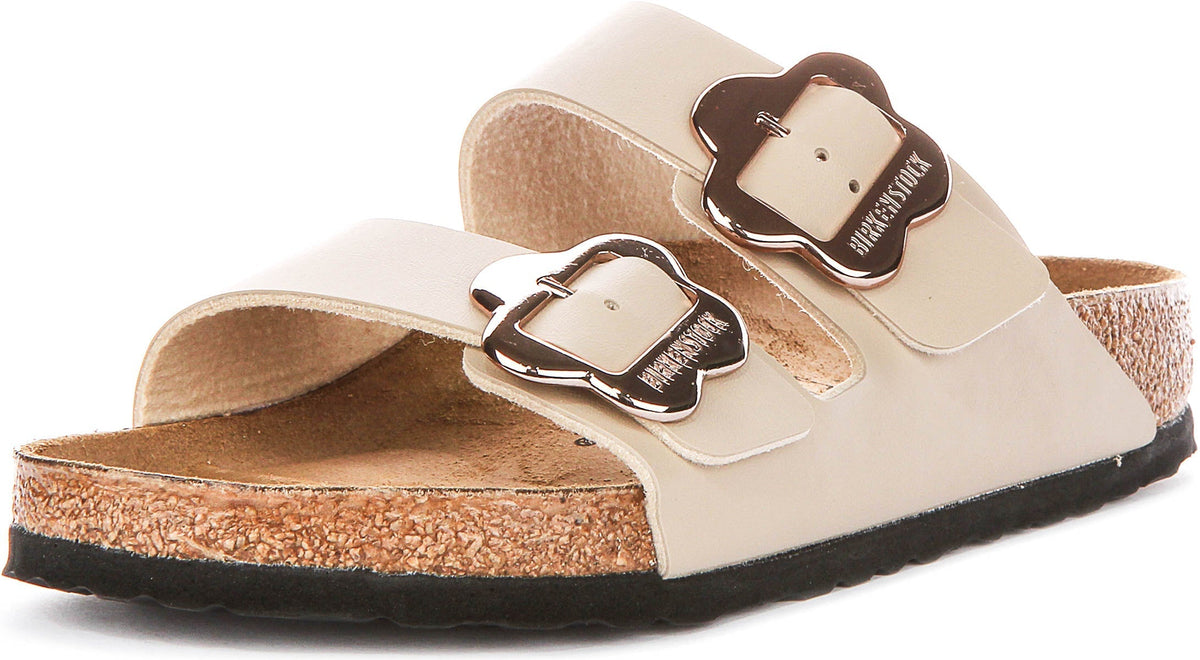 Sandales Birkenstock Arizona | Birko-Flor sable - imprimé floral pour enfants - coupe standard