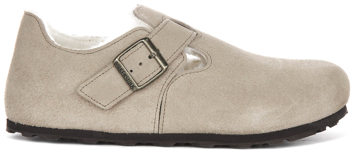 Birkenstock London-tofflor | Taupefärgat mockaläder med fårskinnsfoder för dam