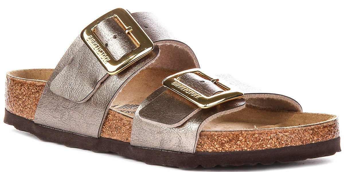 Sabots Birkenstock Sydney à coussin | cuir suédé taupe pour femmes - coupe standard