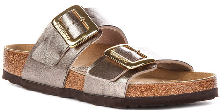 Sabots Birkenstock Sydney à coussin | cuir suédé taupe pour femmes - coupe standard