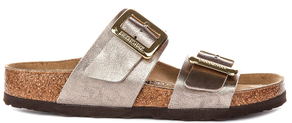 Sabots Birkenstock Sydney à coussin | cuir suédé taupe pour femmes - coupe standard