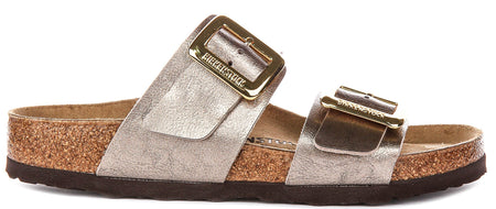 Sabots Birkenstock Sydney à coussin | cuir suédé taupe pour femmes - coupe standard