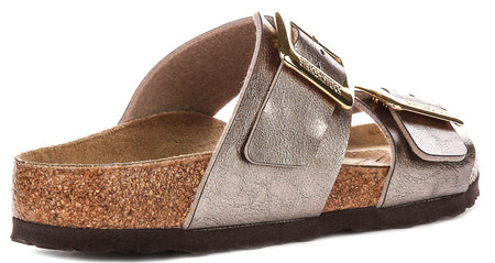 Sabots Birkenstock Sydney à coussin | cuir suédé taupe pour femmes - coupe standard