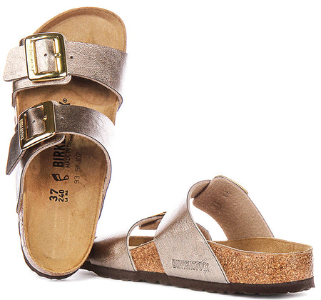 Sabots Birkenstock Sydney à coussin | cuir suédé taupe pour femmes - coupe standard