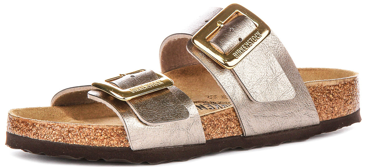 Sabots Birkenstock Sydney à coussin | cuir suédé taupe pour femmes - coupe standard