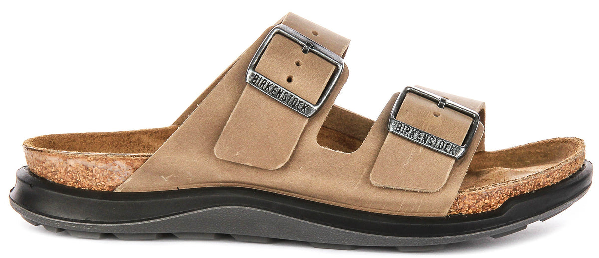 Sandales Birkenstock Arizona | Cuir véritable tabac - Semelle Crosstown pour femmes - Coupe normale