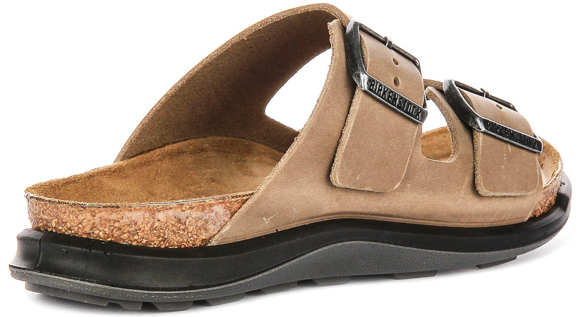 Sandales Birkenstock Arizona | Cuir véritable tabac - Semelle Crosstown pour femmes - Coupe normale